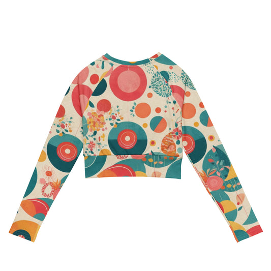 Recycled pattern long-sleeve crop top